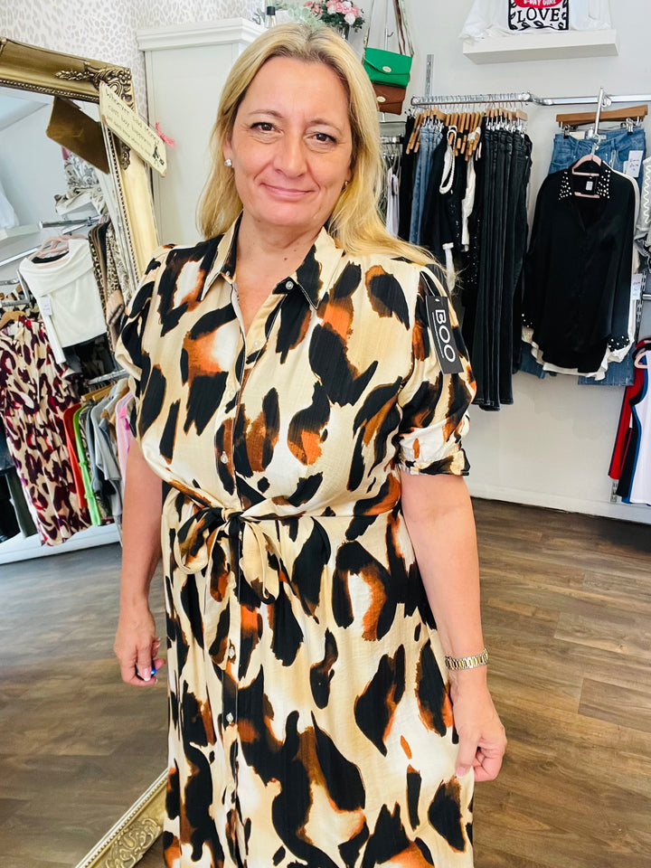 The SIOBHAN beige brown dress