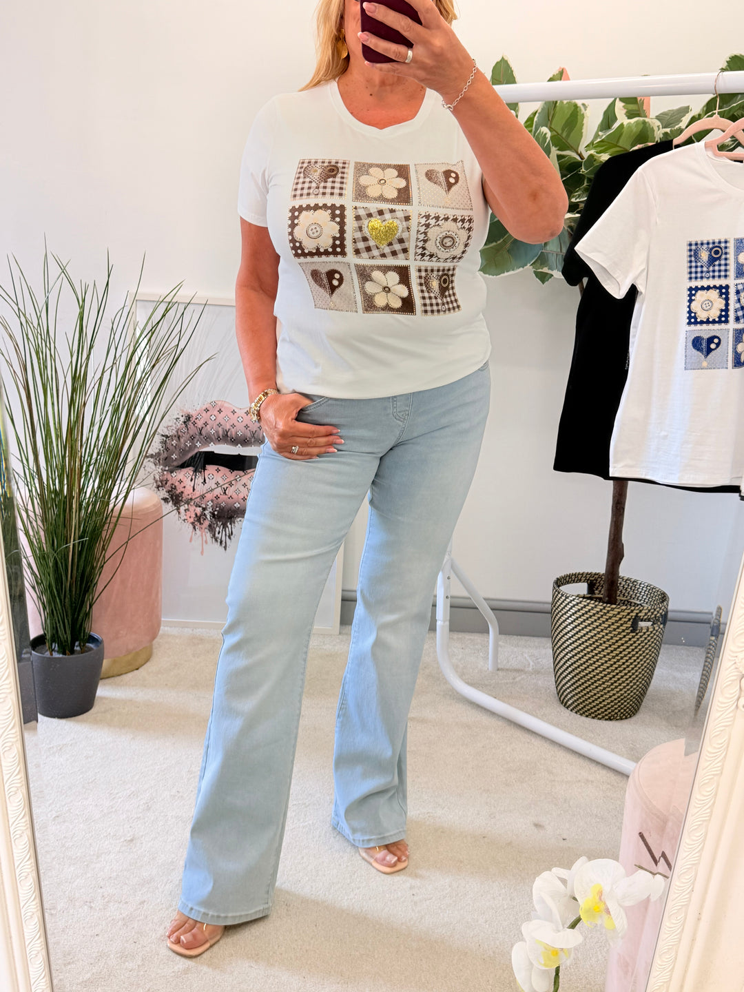 Ladies Fashion Summer T Tee Shirt - black & white