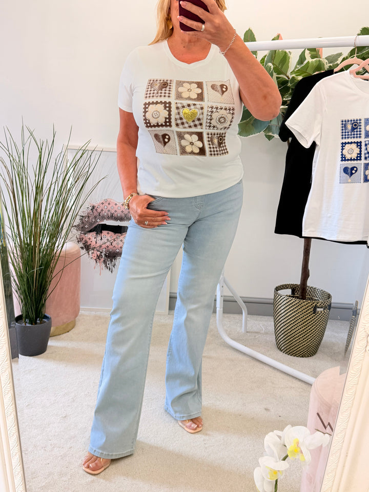Ladies Fashion Summer T Tee Shirt - black & white