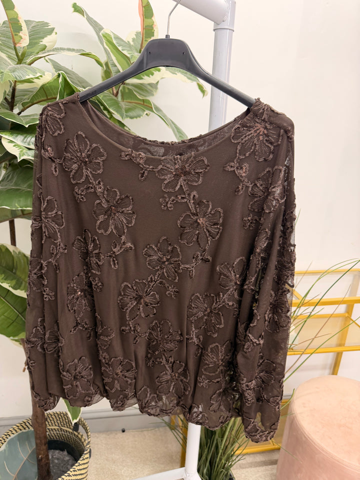 The MARIE sequin sparkly lacy party top - 3 colours