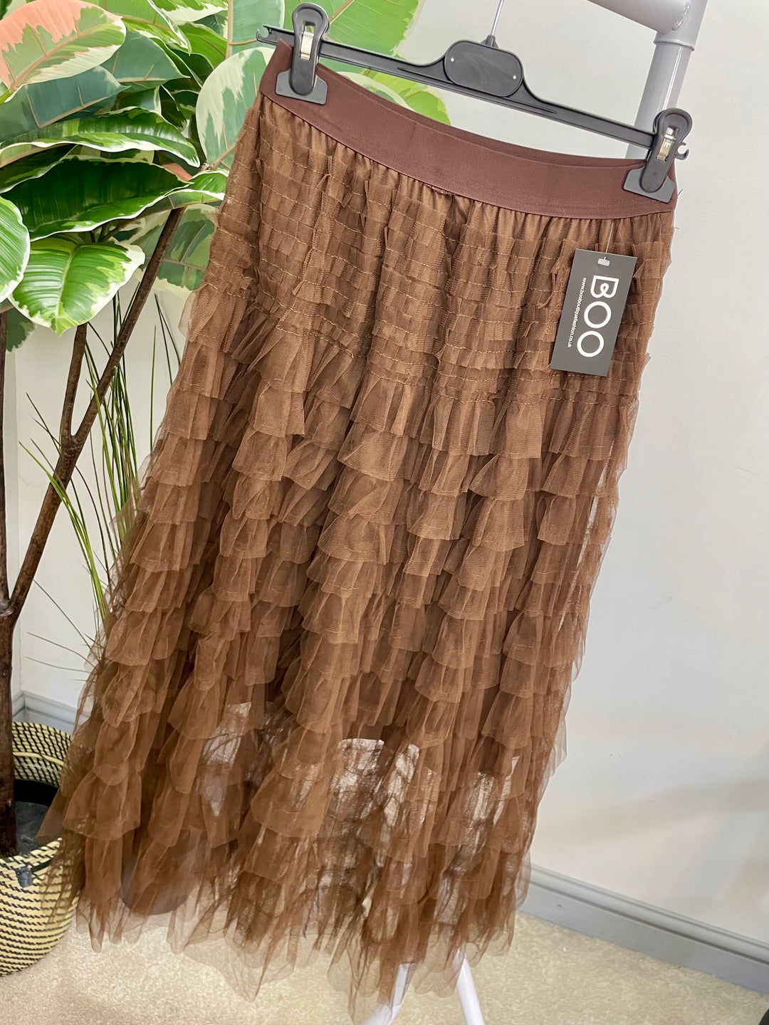 LADIES TULLE MAXI SKIRT - WINE, BROWN & BLACK
