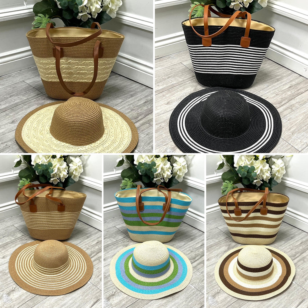 Ladies Fashion Straw Hat and Bag Beach Set