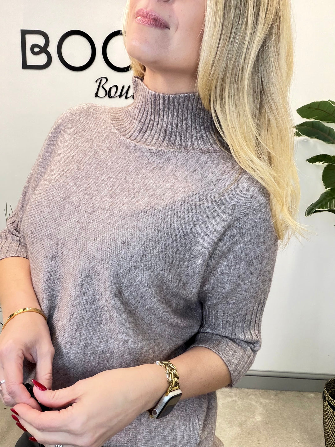 LADIES SHORT SLEEVE KNITTED JUMPER - BLACK, KHAKI, BEIGE, MOCHA, GREEN & BERRY