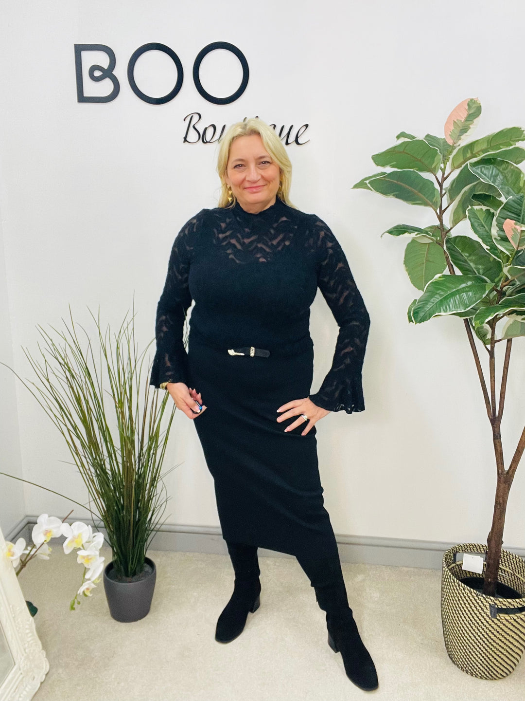 LADIES BLACK SHEER BODYSUIT