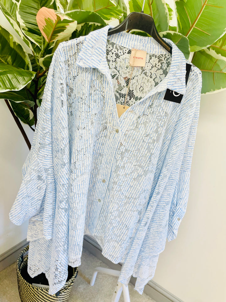 LADIES WOMENS DRAPE OVERSIZE TOP BLOUSE - PINK, BLUE & BEIGE