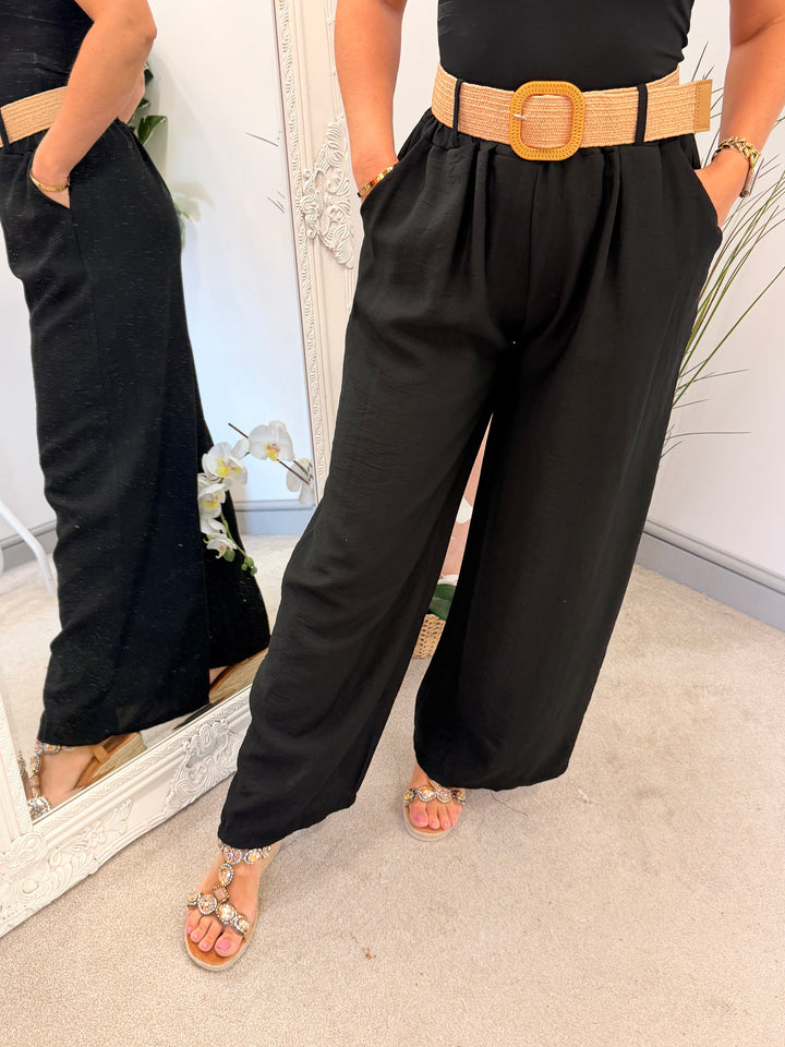 Ladies Fashion Wide Leg Trousers black