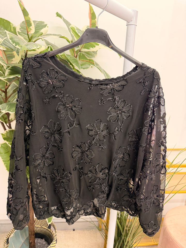 The MARIE sequin sparkly lacy party top - 3 colours