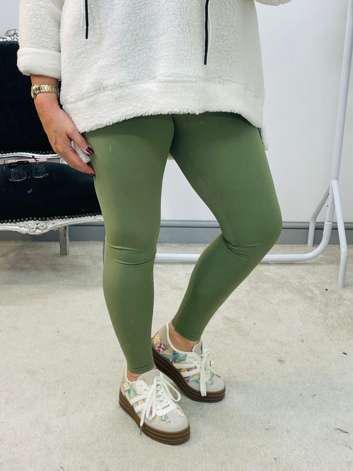 LADIES OLIVE KHAKI STRETCH ENERGY LEGGINGS
