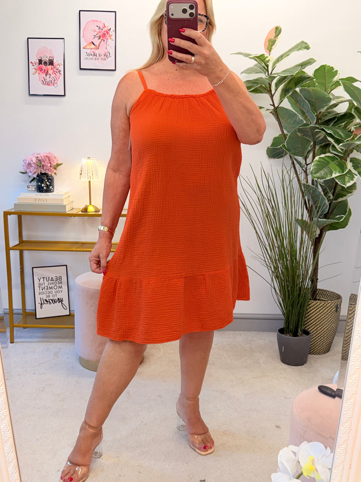 Ladies Cheesecloth Sun Dress - Brown, Pink, White, Lemon, Blue, Orange