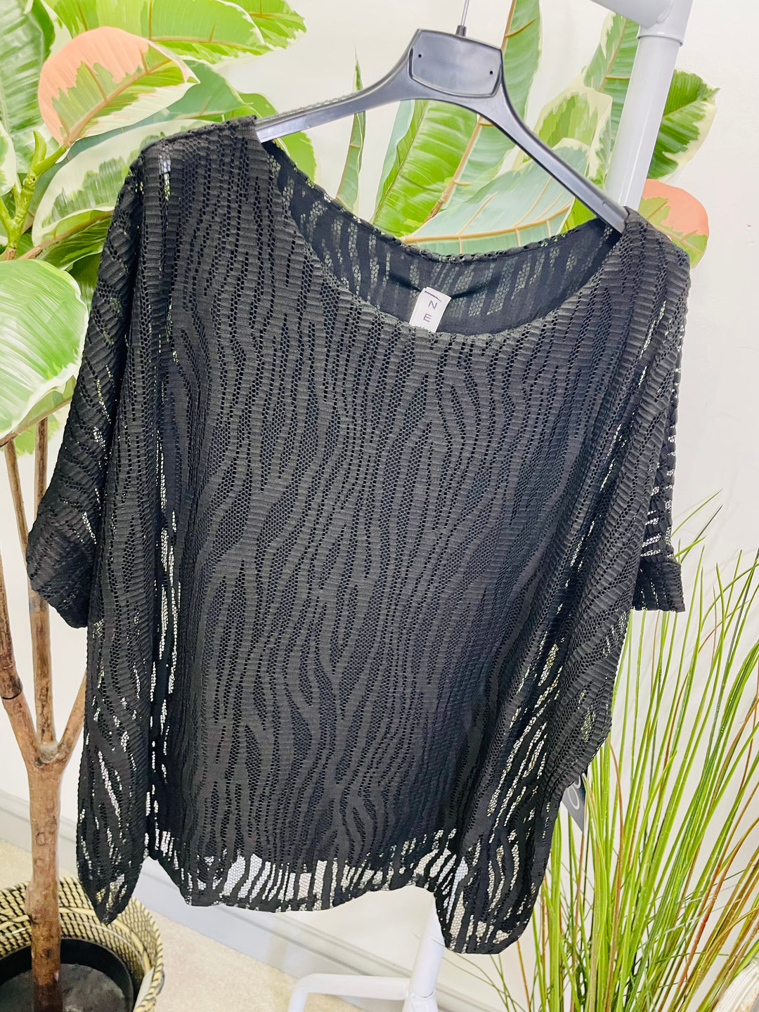 LADIES BOX STYLE NET MESH TOP - WHITE, BURGUNDY, KHAKI, MOCHA, NAVY, BLACK