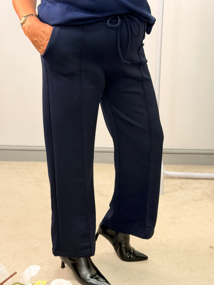 Ladies Fashion Petite Scuba Straight Leg Trousers - Black, Navy, Khaki & Mocha