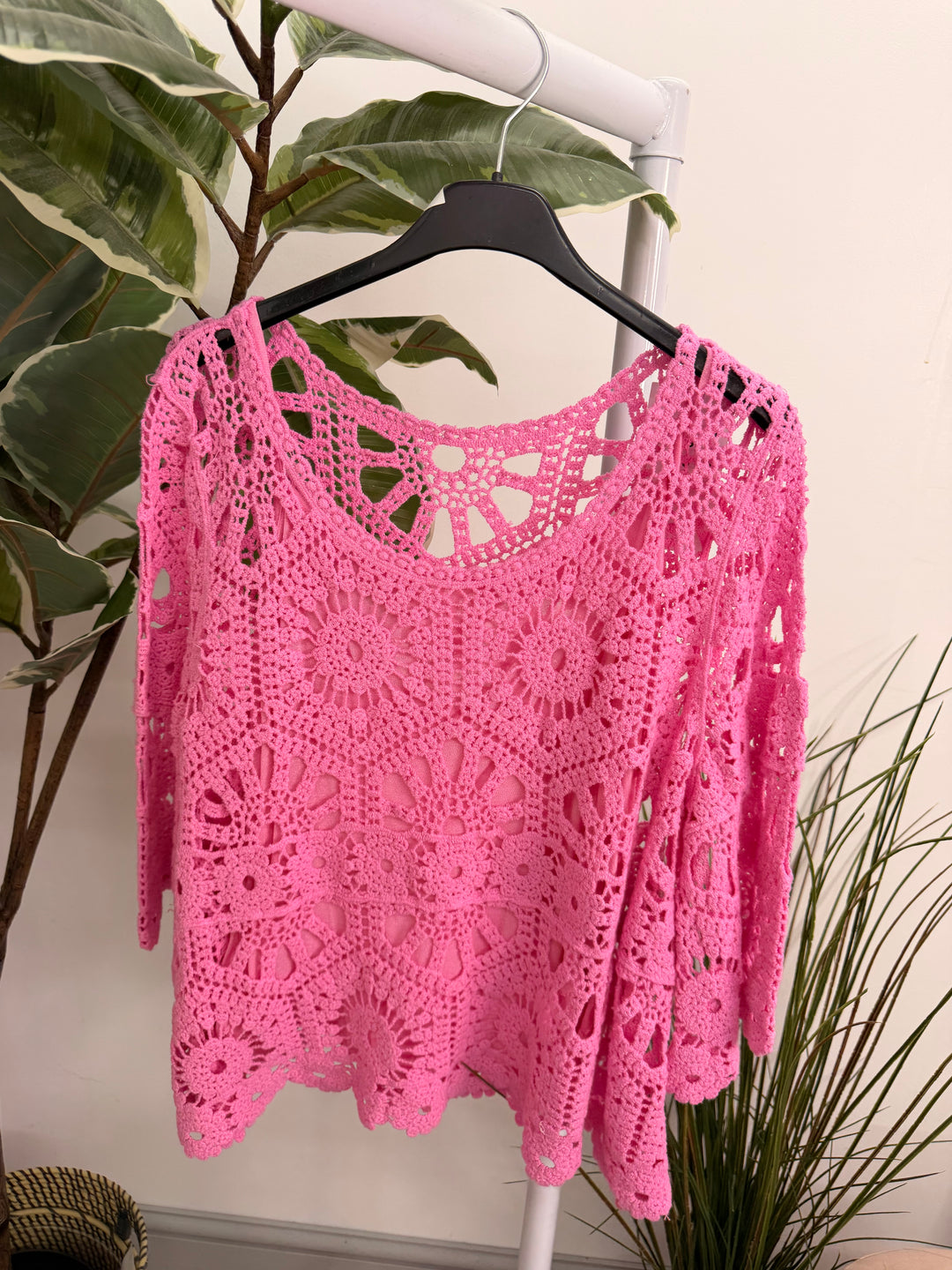 Ladies Pretty Crochet Summer Top pink