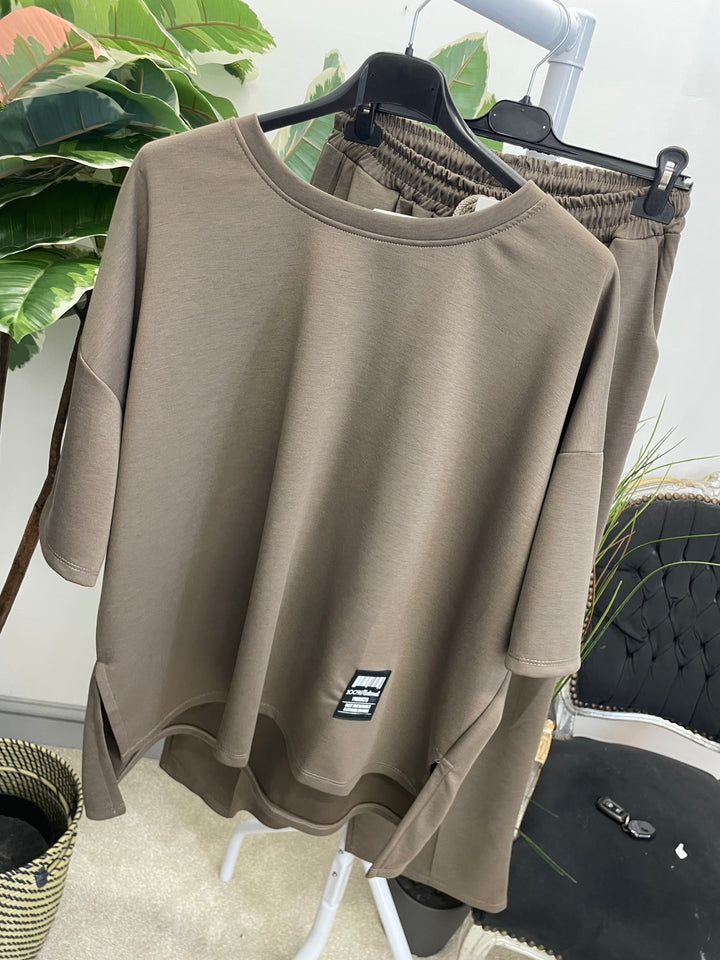 LADIES STRAIGHT LEG SCUBA TROUSER CO ORD SET - BLACK, NAVY, MOCHA, BROWN