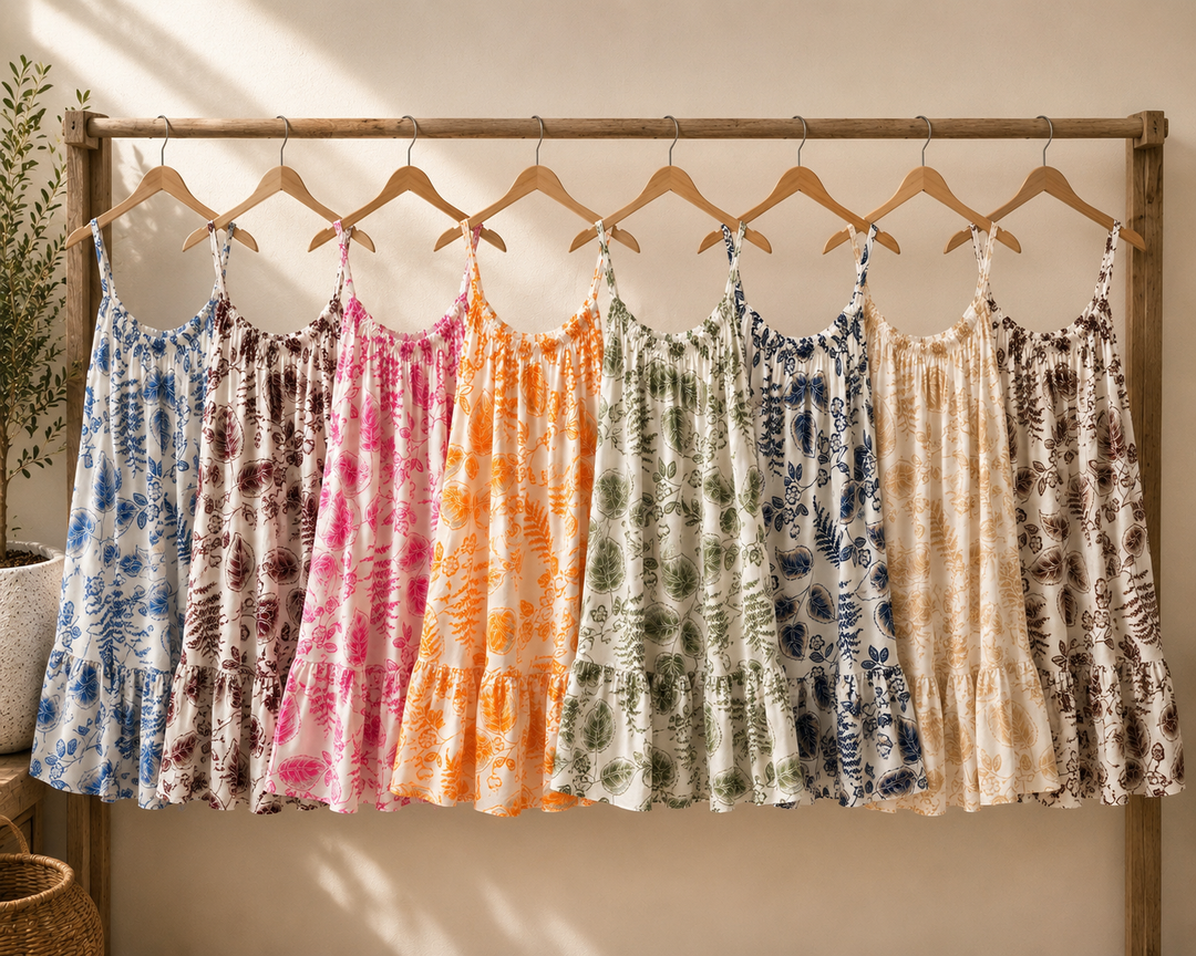 Ladies Summer Sun Dress - Navy, Blue, Wine, Pink, Orange, Beige, Khaki, Brown