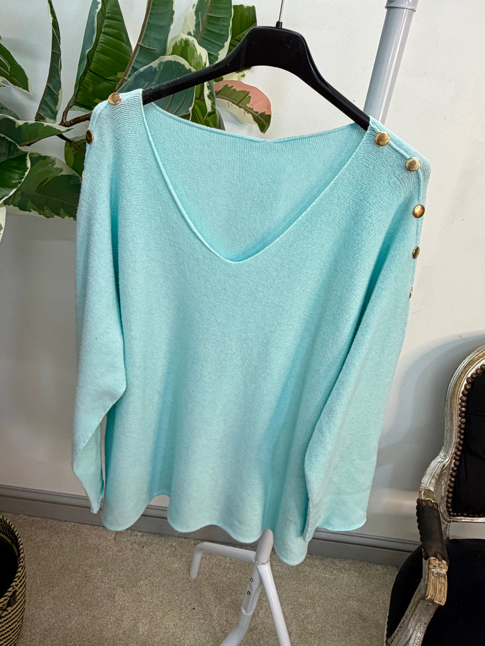 LADIES SOFT KNIT V NECK FASHION JUMPER - WHITE, MINT, BLACK & PINK