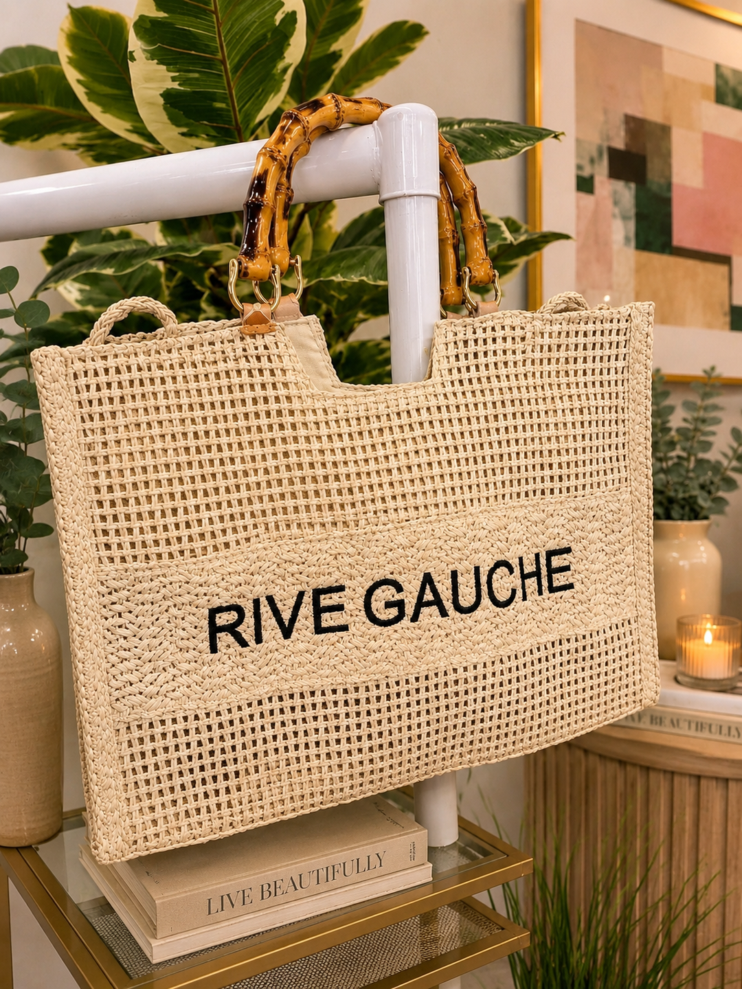 Ladies Woven Large Tote Beach Bag