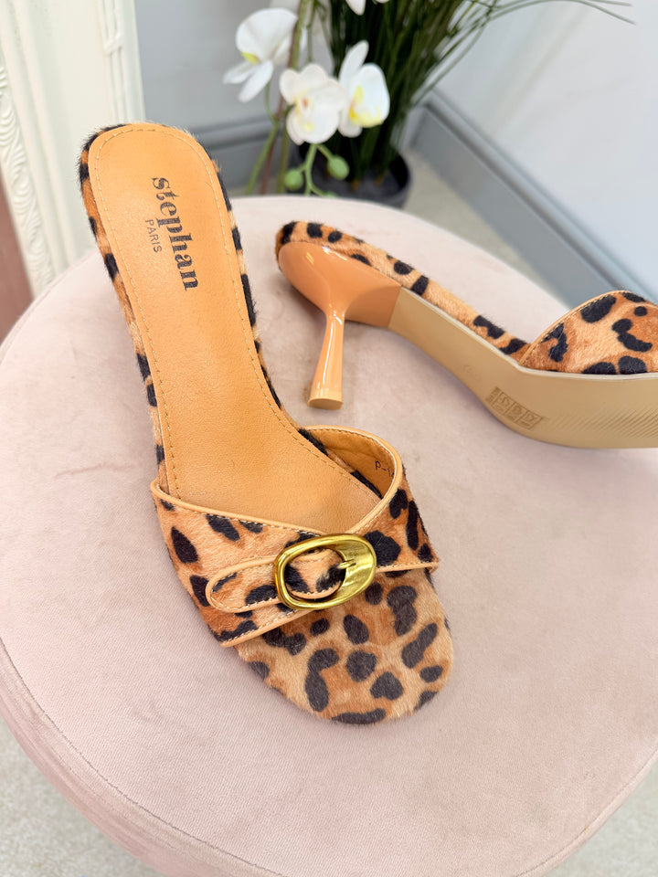 Ladies Fashion Leopard Print Mule Sandals
