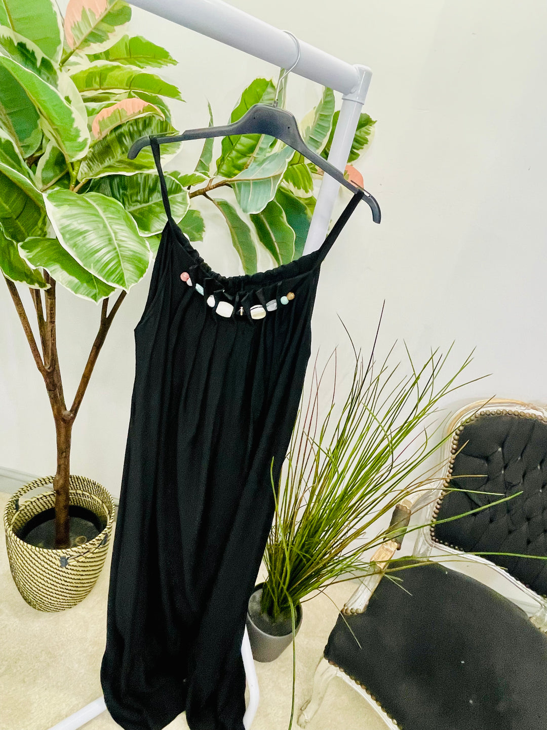LADIES FLOATY SUMMER MAXI DRESS - BLACK, NAVY, BEIGE, KHAKI & WHITE