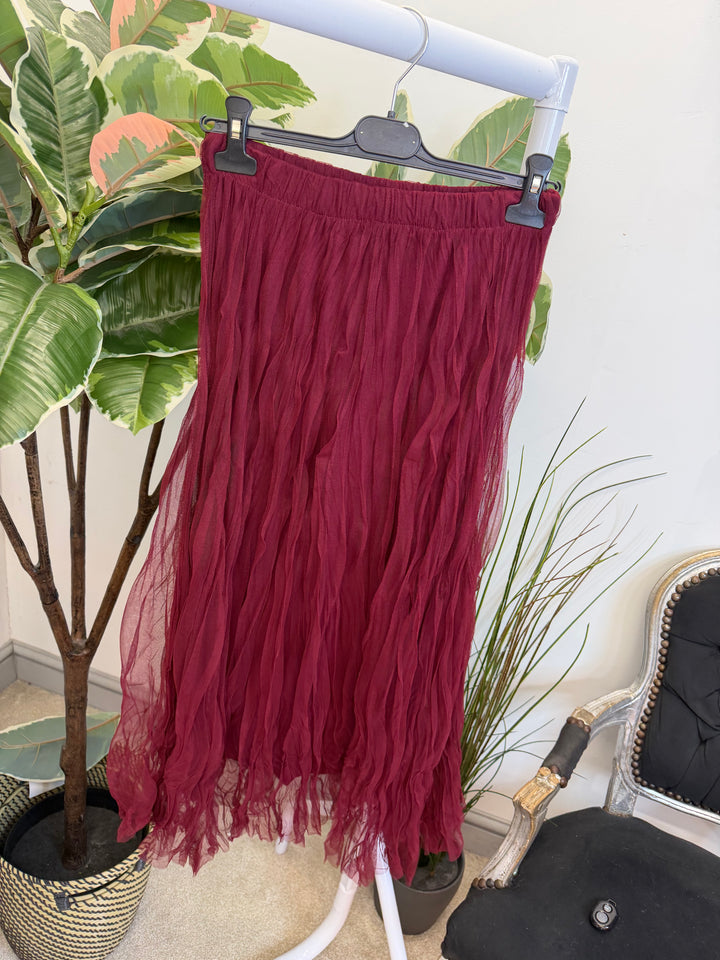 LADIES NET FAIRY MAXI SKIRT - BLACK, BERRY, KHAKI, BEIGE & PINK