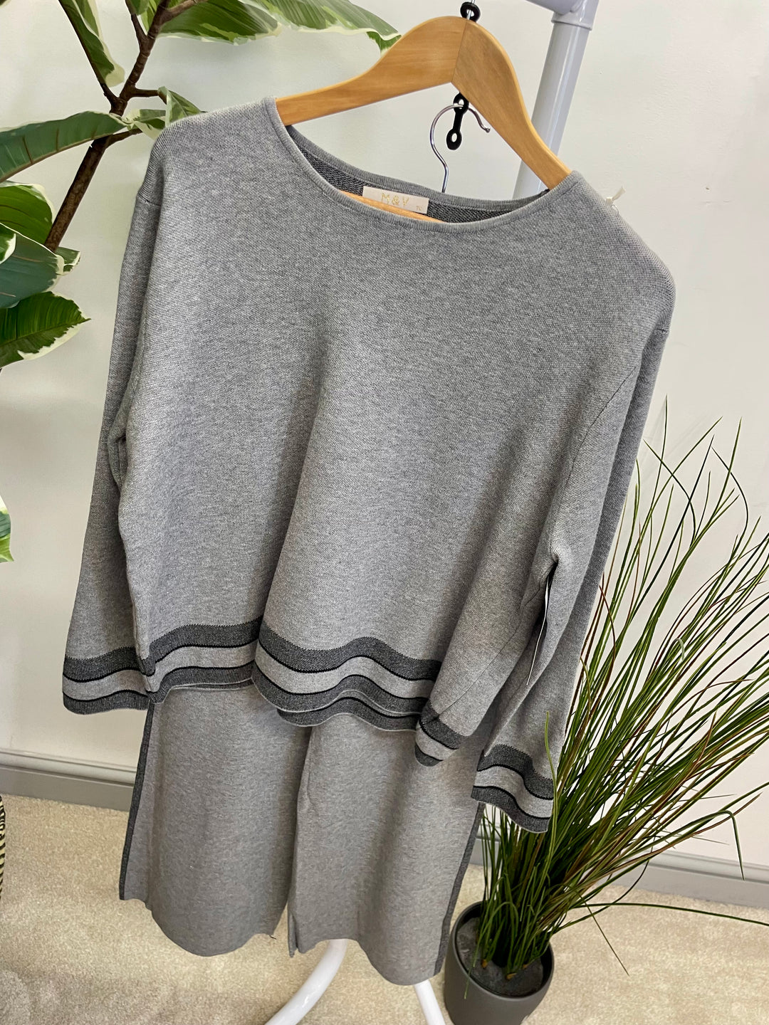 LADIES WIDE LEG KNITTED CO ORD SET - NAVY, CREAM, CAMEL & GREY