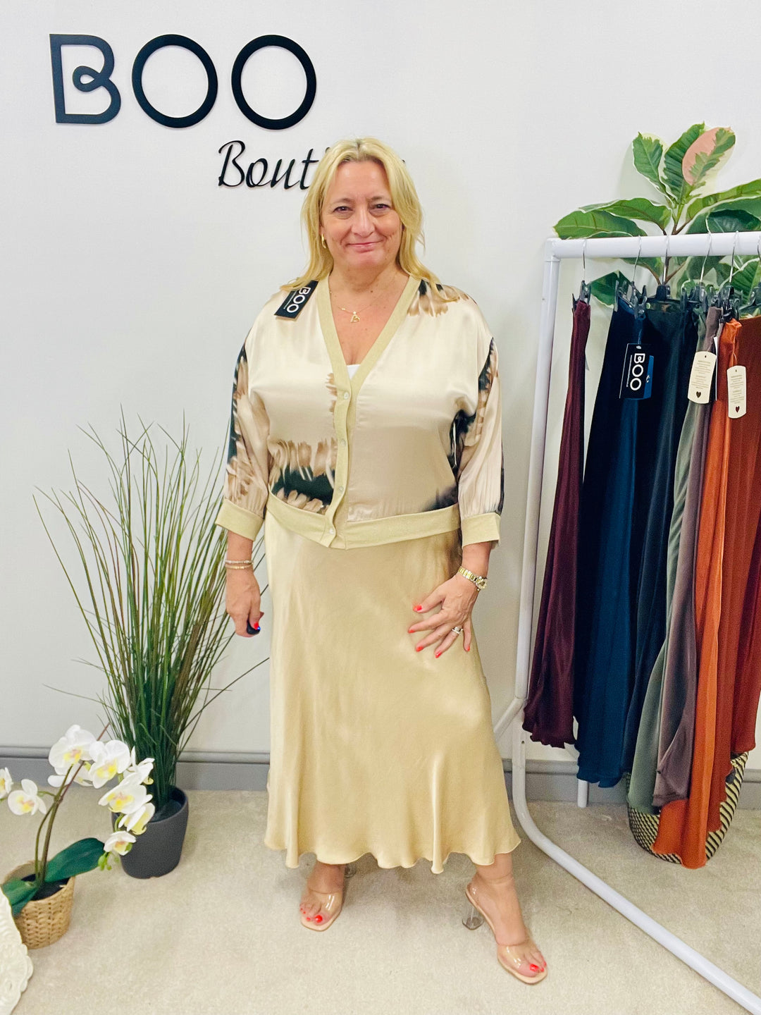 LADIES SATIN MAXI SKIRT - WINE, BLACK, BROWN, RUST, KHAKI, GOLD, NAVY