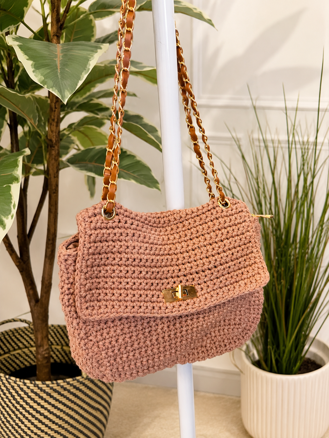 Ladies Fashion Woven Summer Shoulder Bag - Cream, Beige, Pink, Brown