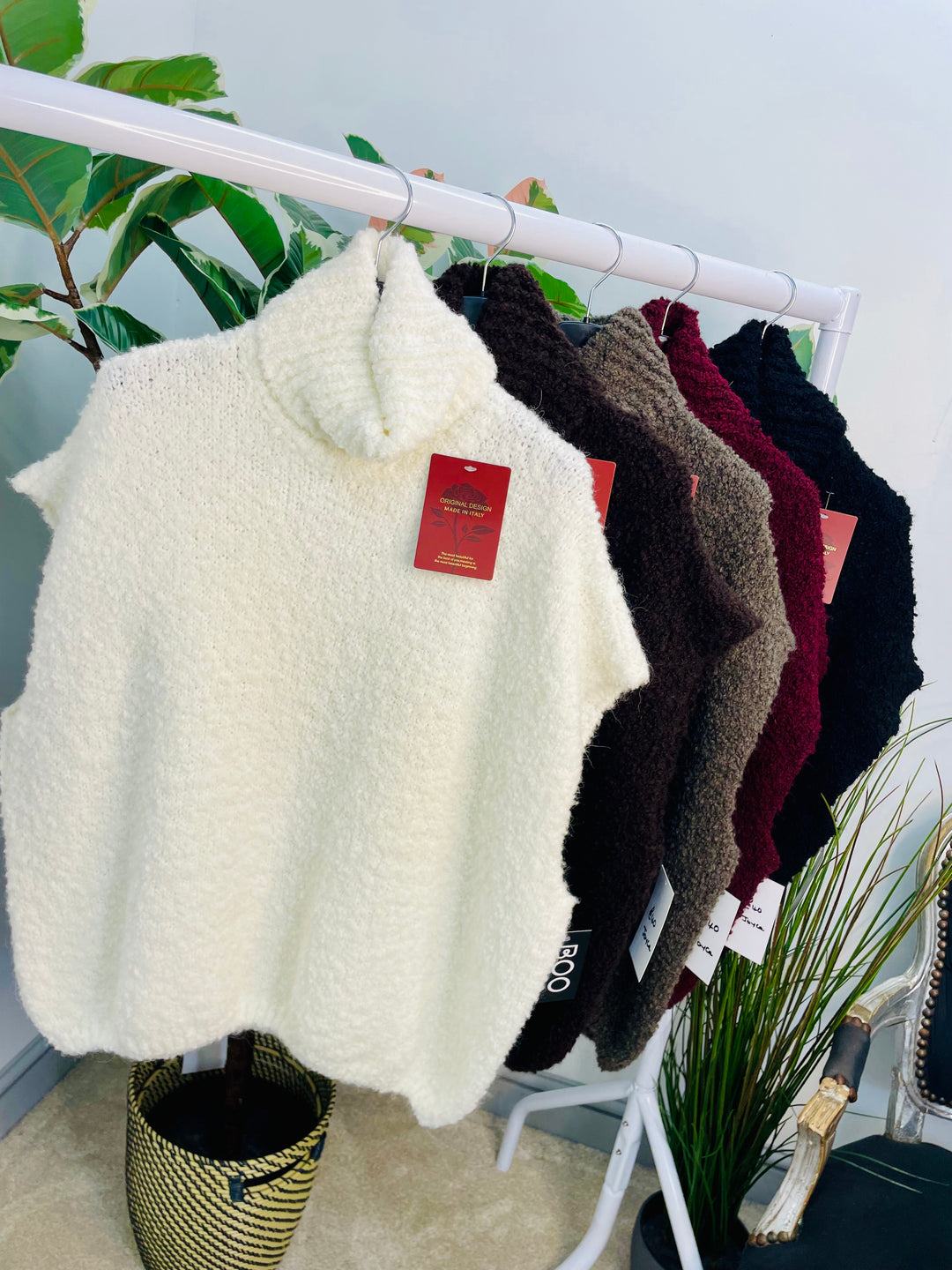 LADIES POPCORN KNIT ROLL NECK JUMPER - WHITE, BLACK, BROWN, BEIGE & BURGUNDY