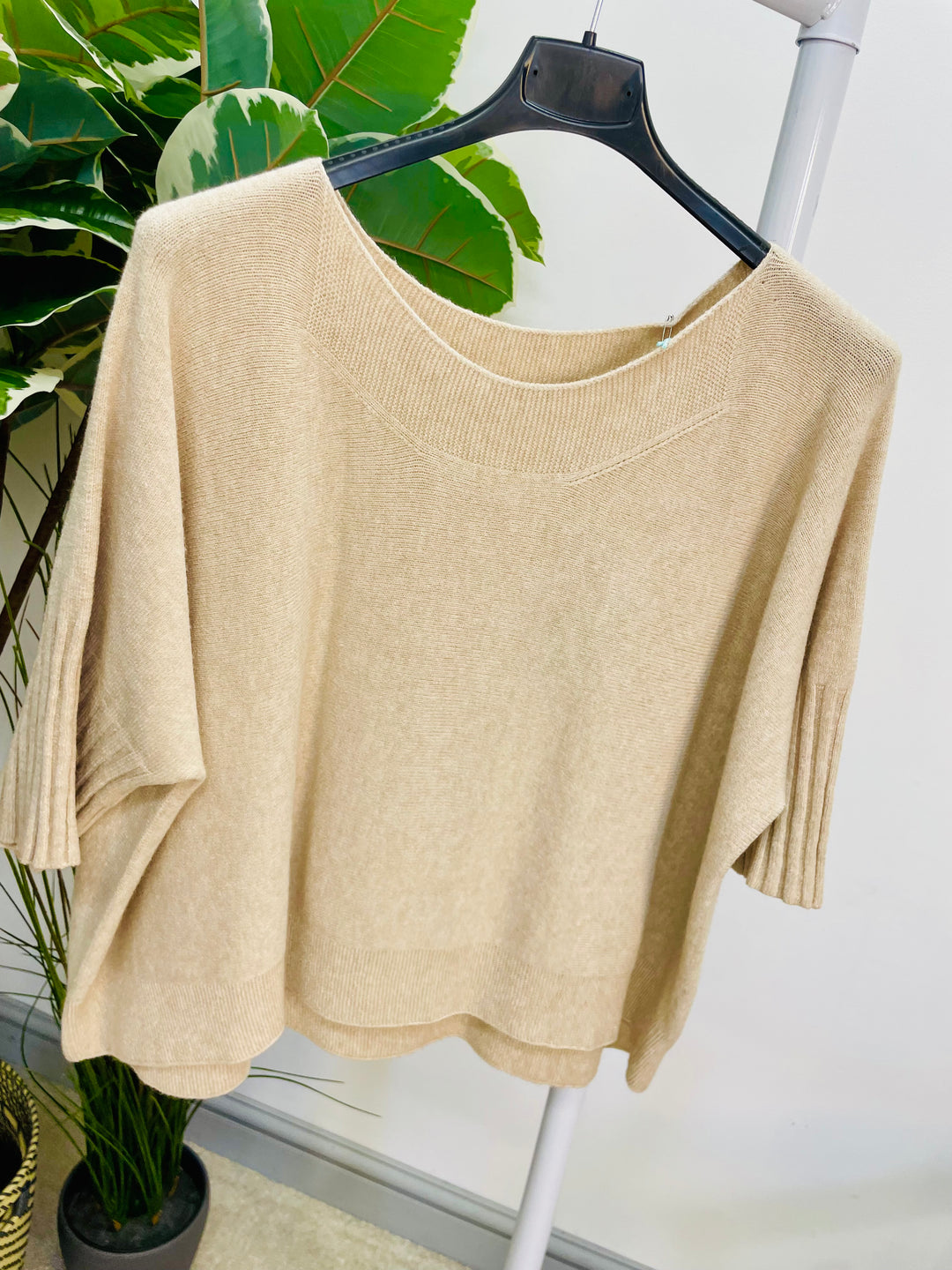 LADIES LOOSE FIT SHORT SLEEVE JUMPER - BROWN, WHITE, ORANGE, PINK, BLACK, BEIGE