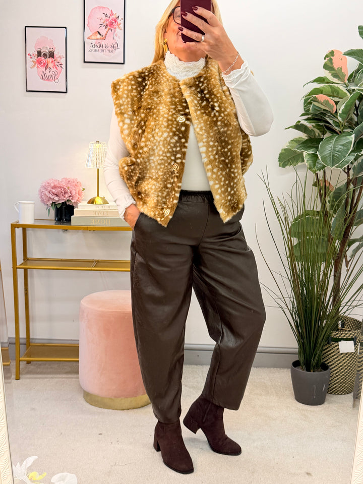The OLA cream Bambi faux fur gilet