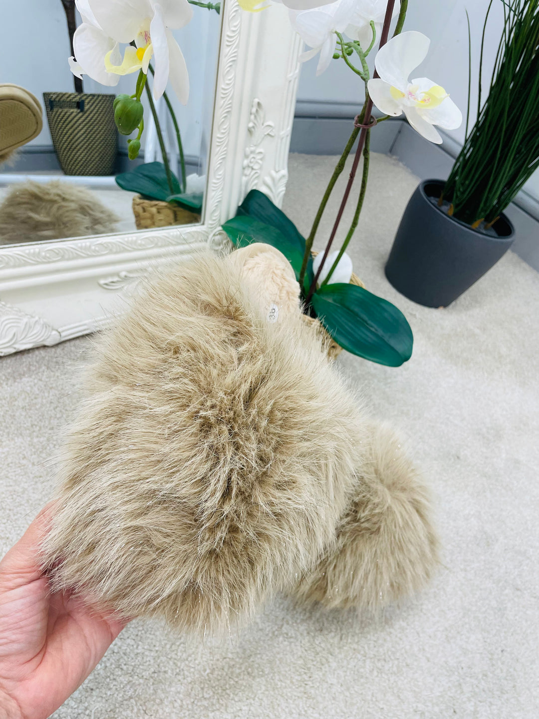 LADIES FAUX FUR SLIDER SLIPPERS