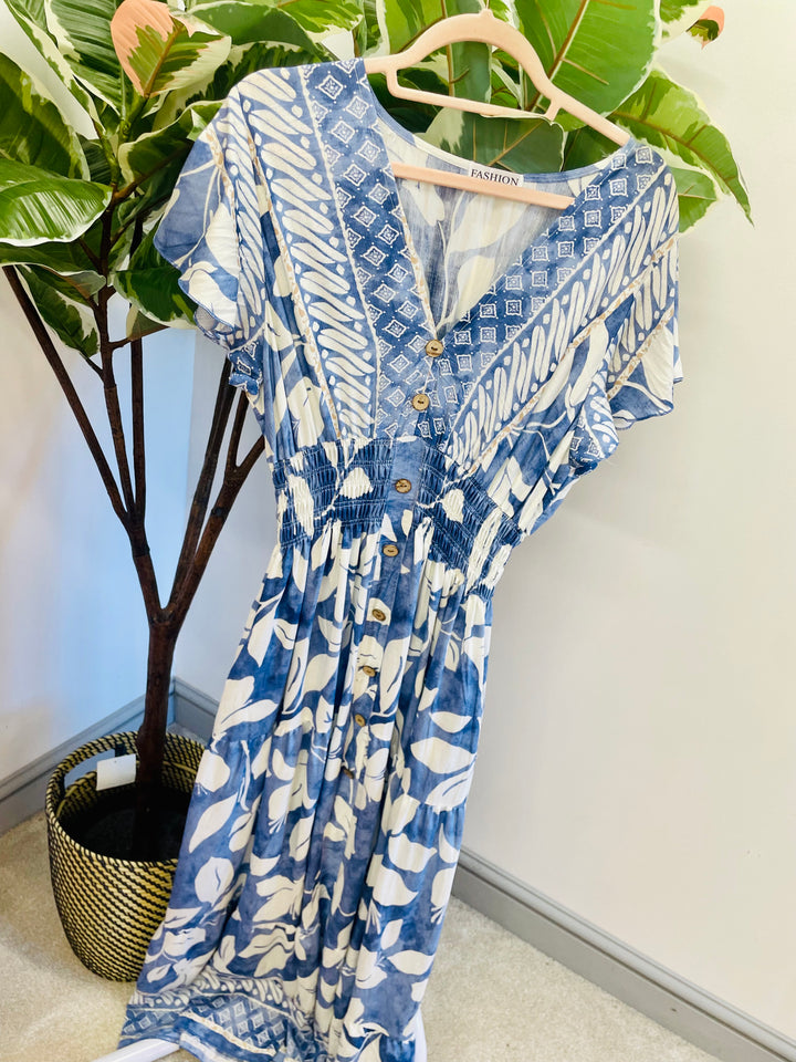 LADIES WOMENS SUMMER HOLIDAY MAXI DRESS - BLACK, PINK & BLUE