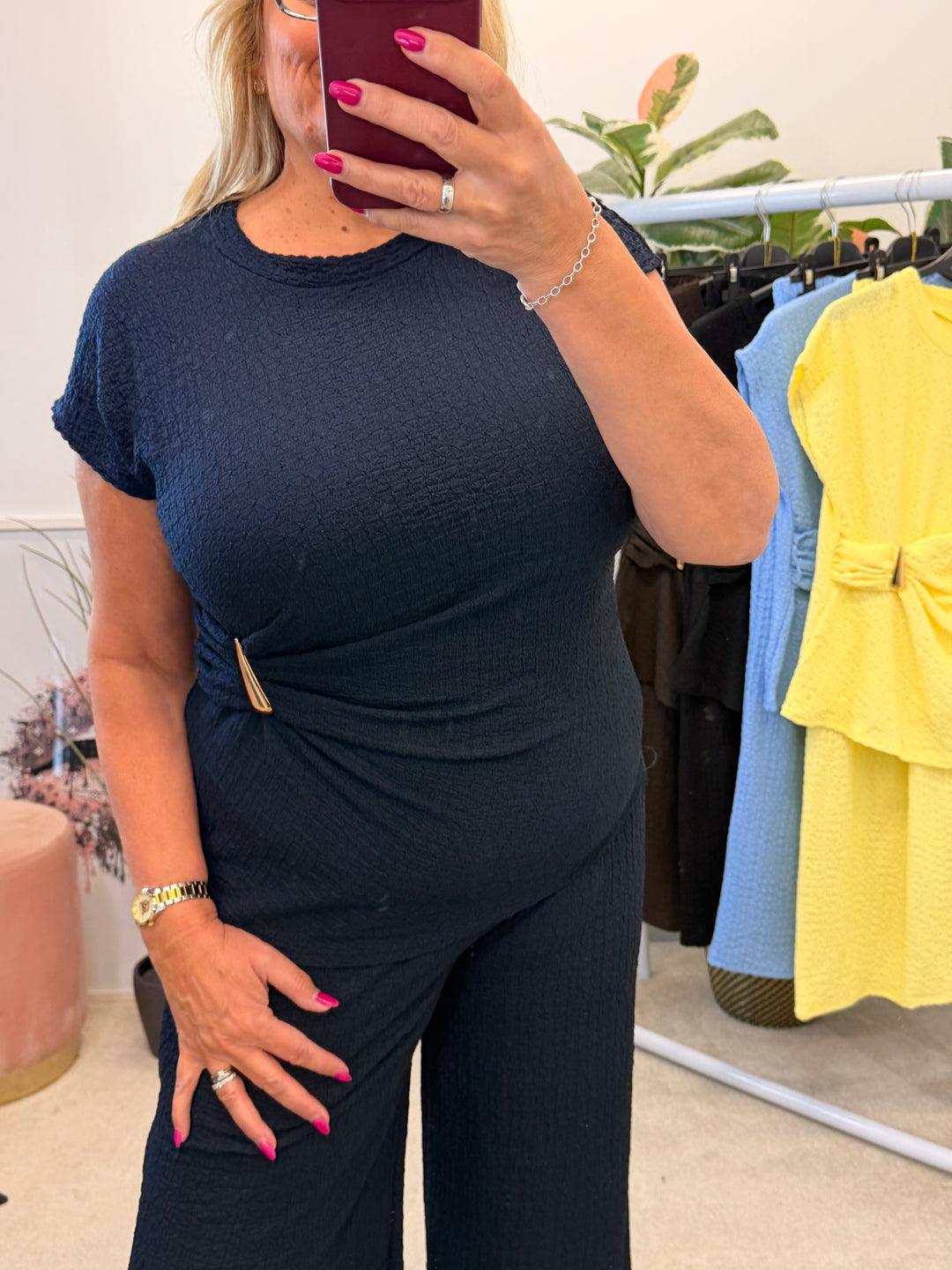 Ladies Wide Leg Trouser Co Ord Set - Black, Navy, Brown, Lemon & Blue