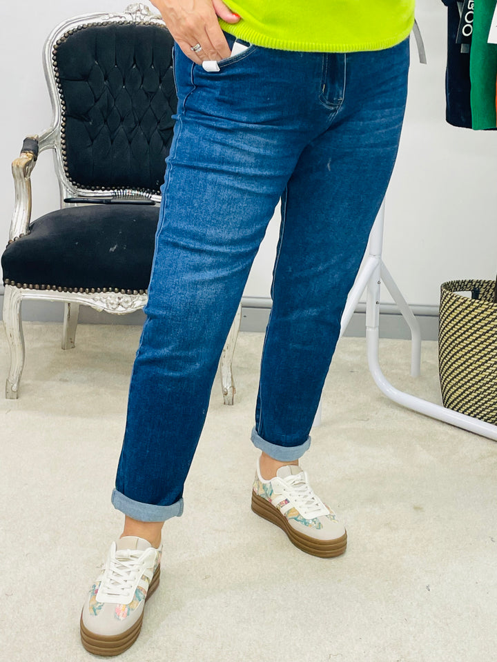 LADIES BLUE MOM FIT DENIM JEANS