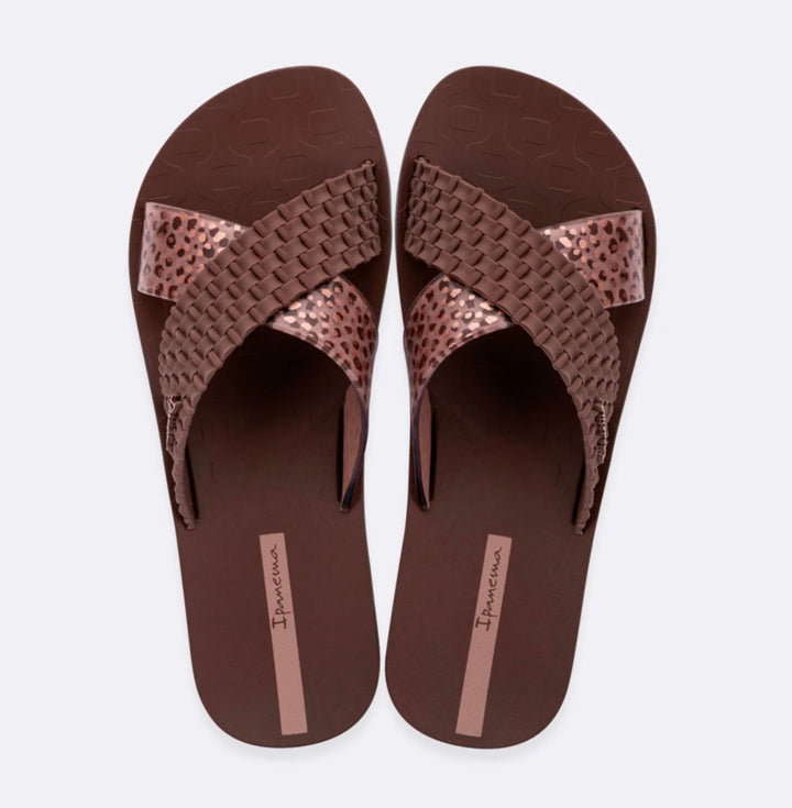 Ladies Ipanema Leopard Slider Sandals - brown, black, beige