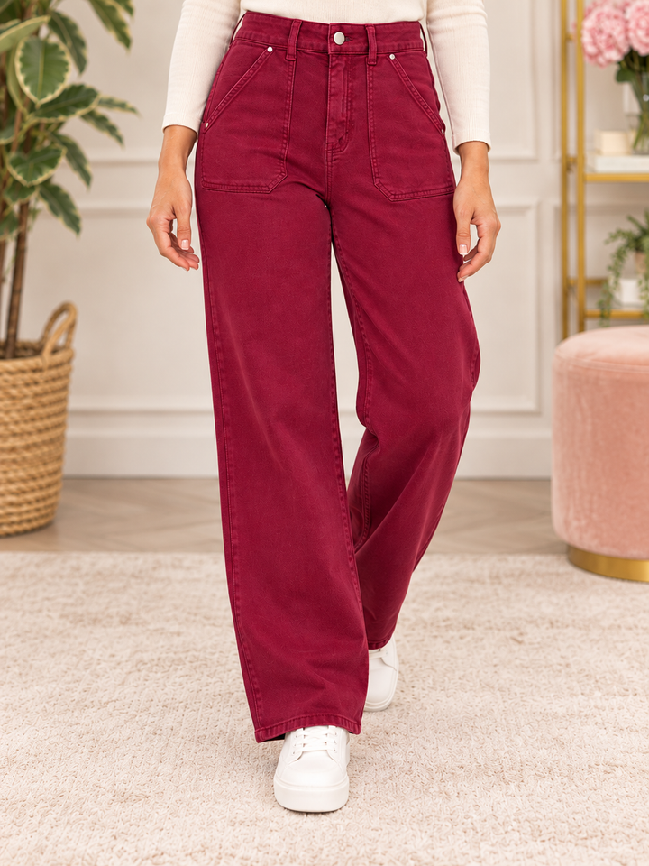 The CORA wine wide leg jeans