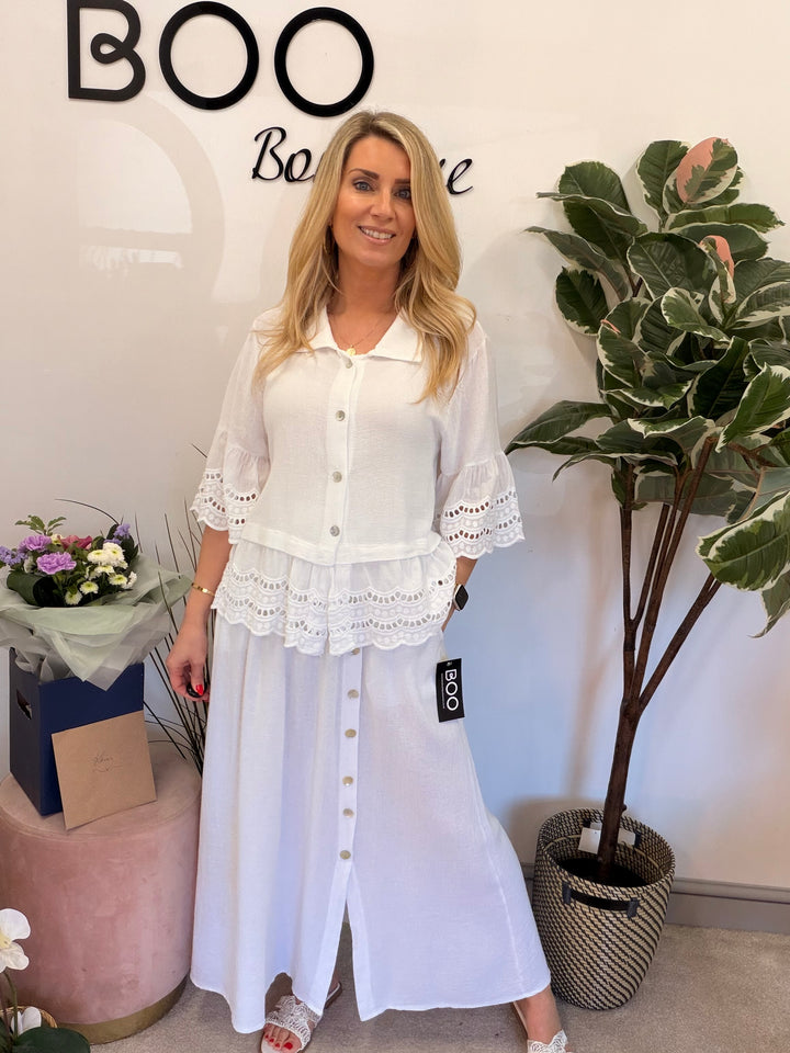 Ladies Fashion Teabag Linen Maxi Skirt - pink, blue, turquoise, beige, white, lime