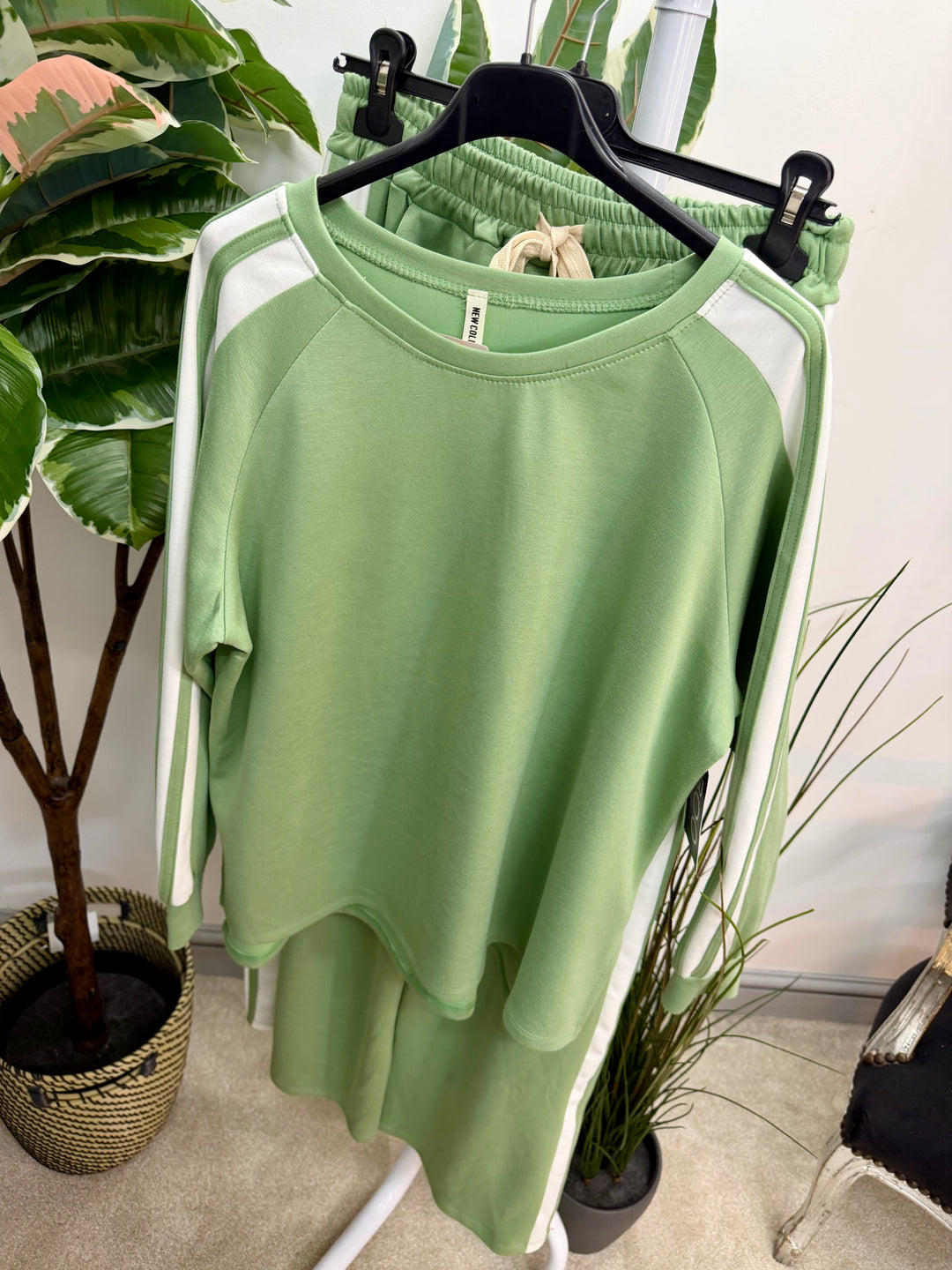 Ladies Fashion Wide Leg Tracksuit co ord set mint