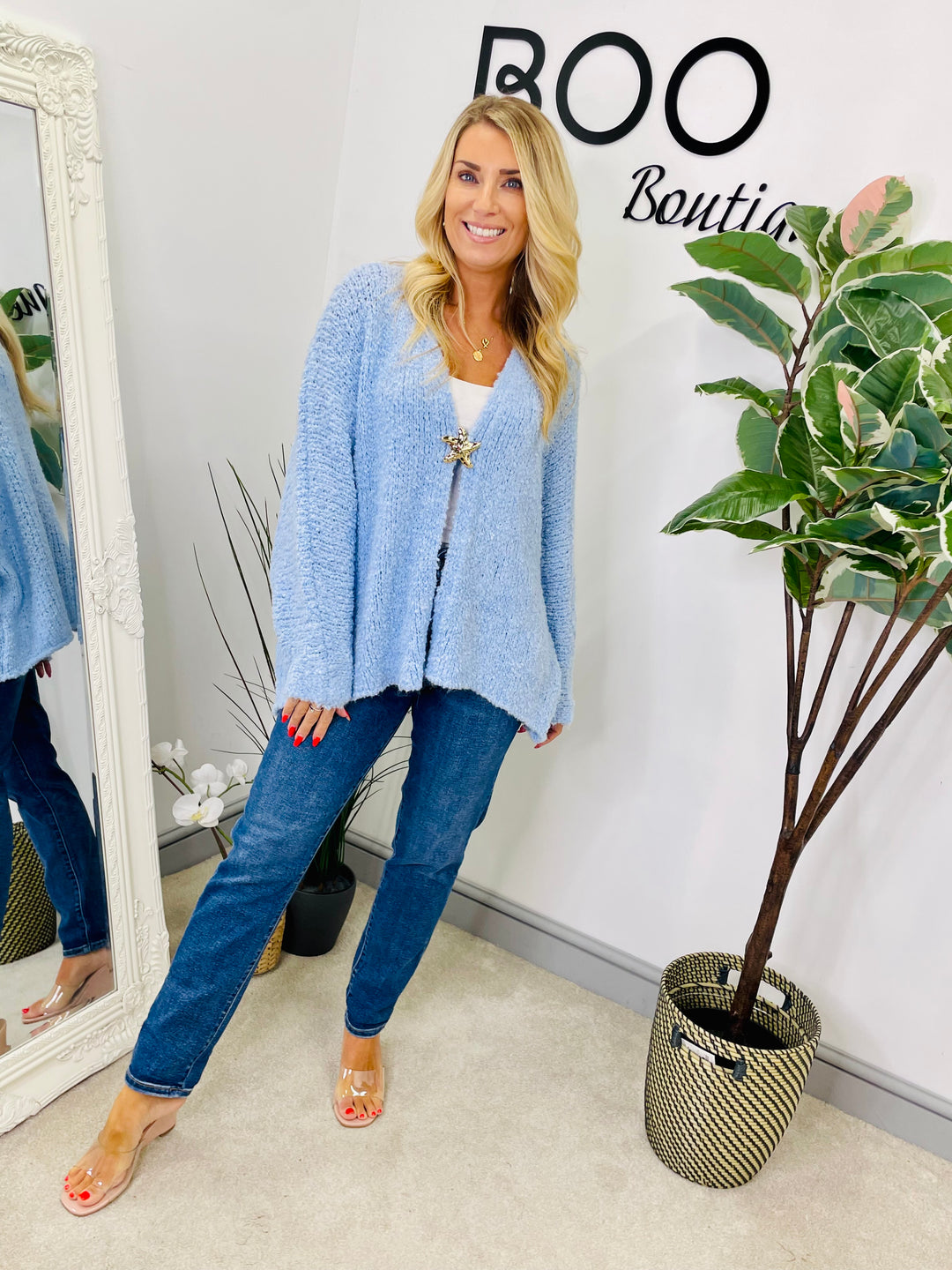LADIES POPCORN KNIT CARDIGAN - BLACK, BURGUNDY, BROWN, BEIGE, BLUE & PINK