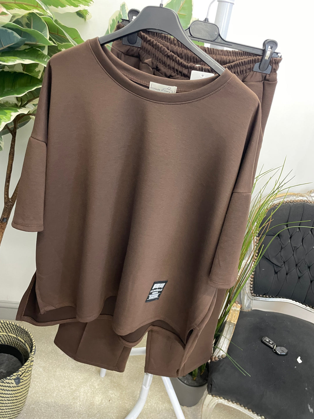 LADIES STRAIGHT LEG SCUBA TROUSER CO ORD SET - BLACK, NAVY, MOCHA, BROWN