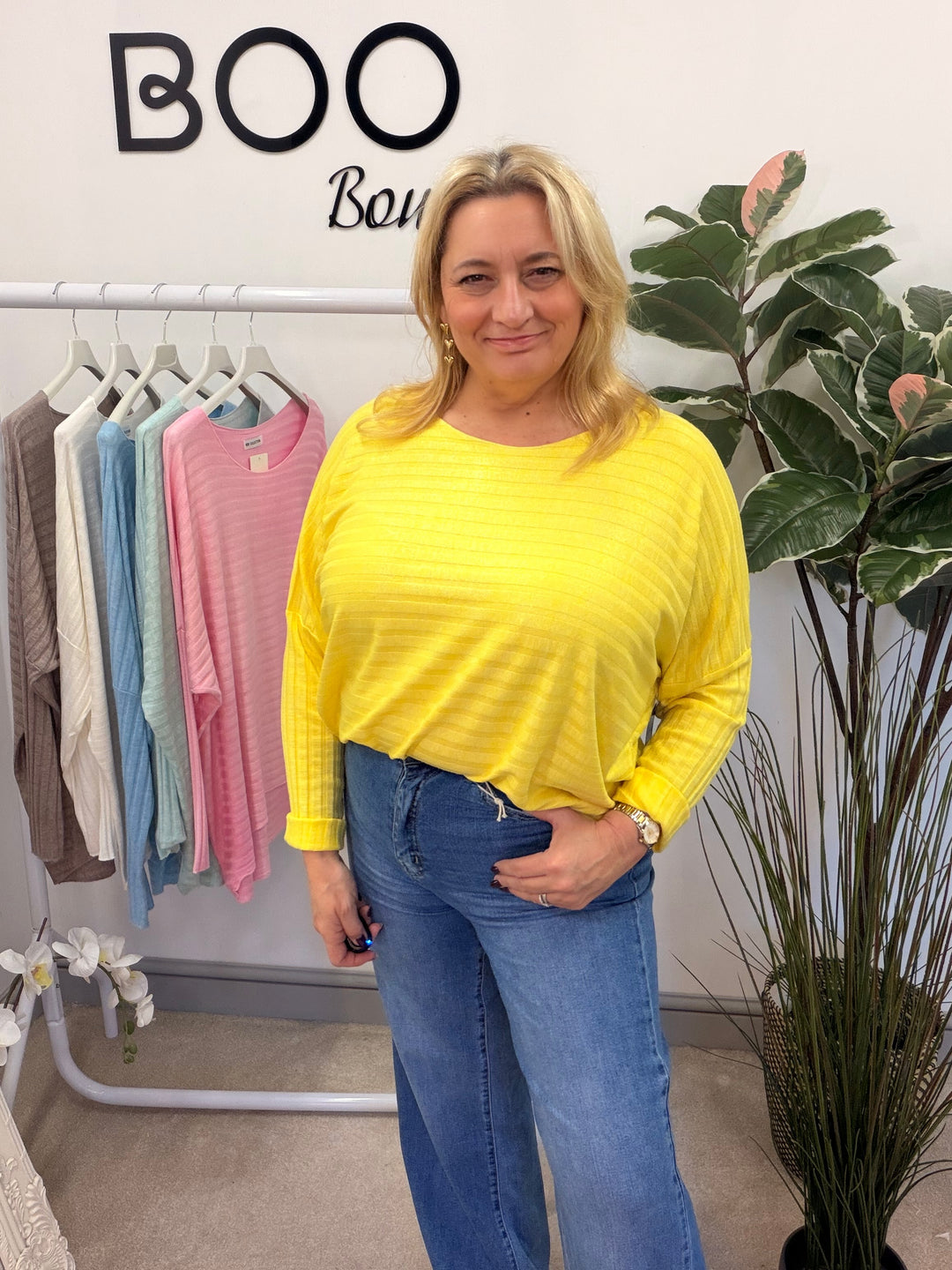 LADIES FINE KNIT LOOSE FIT TOP - MINT, BLUE, YELLOW, WHITE, PINK, MOCHA