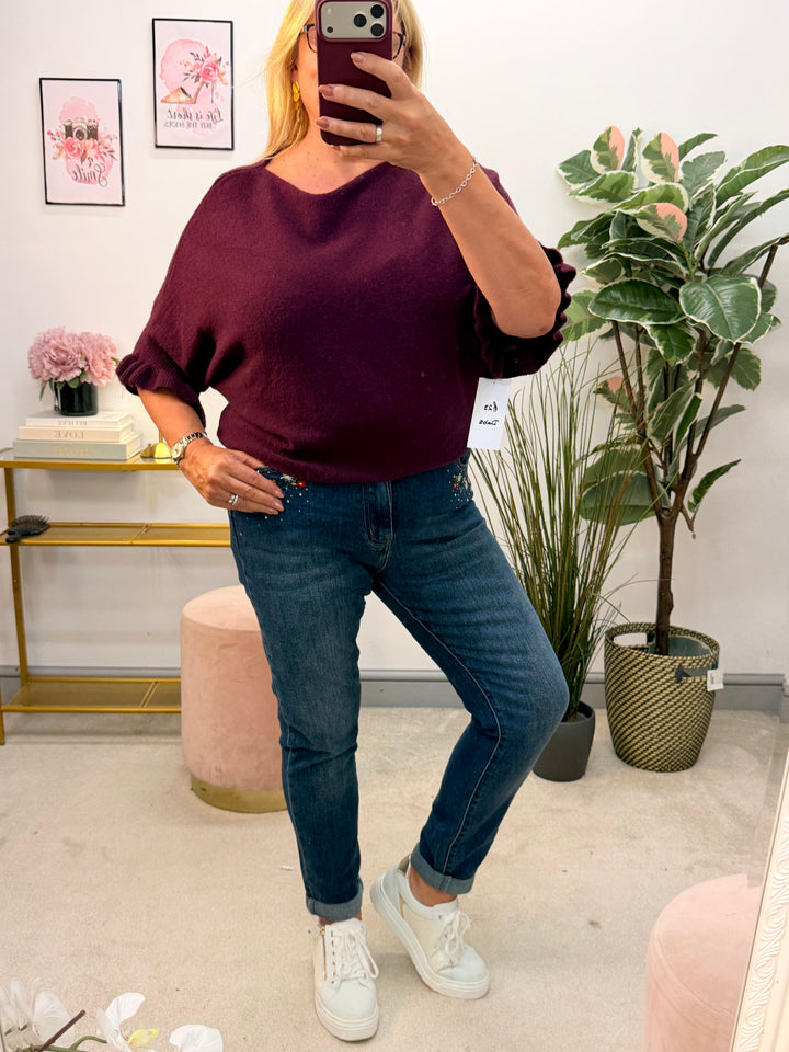 Ladies Fashion Slouch Jumper - black, orange, blue, white, plum, wine, brown