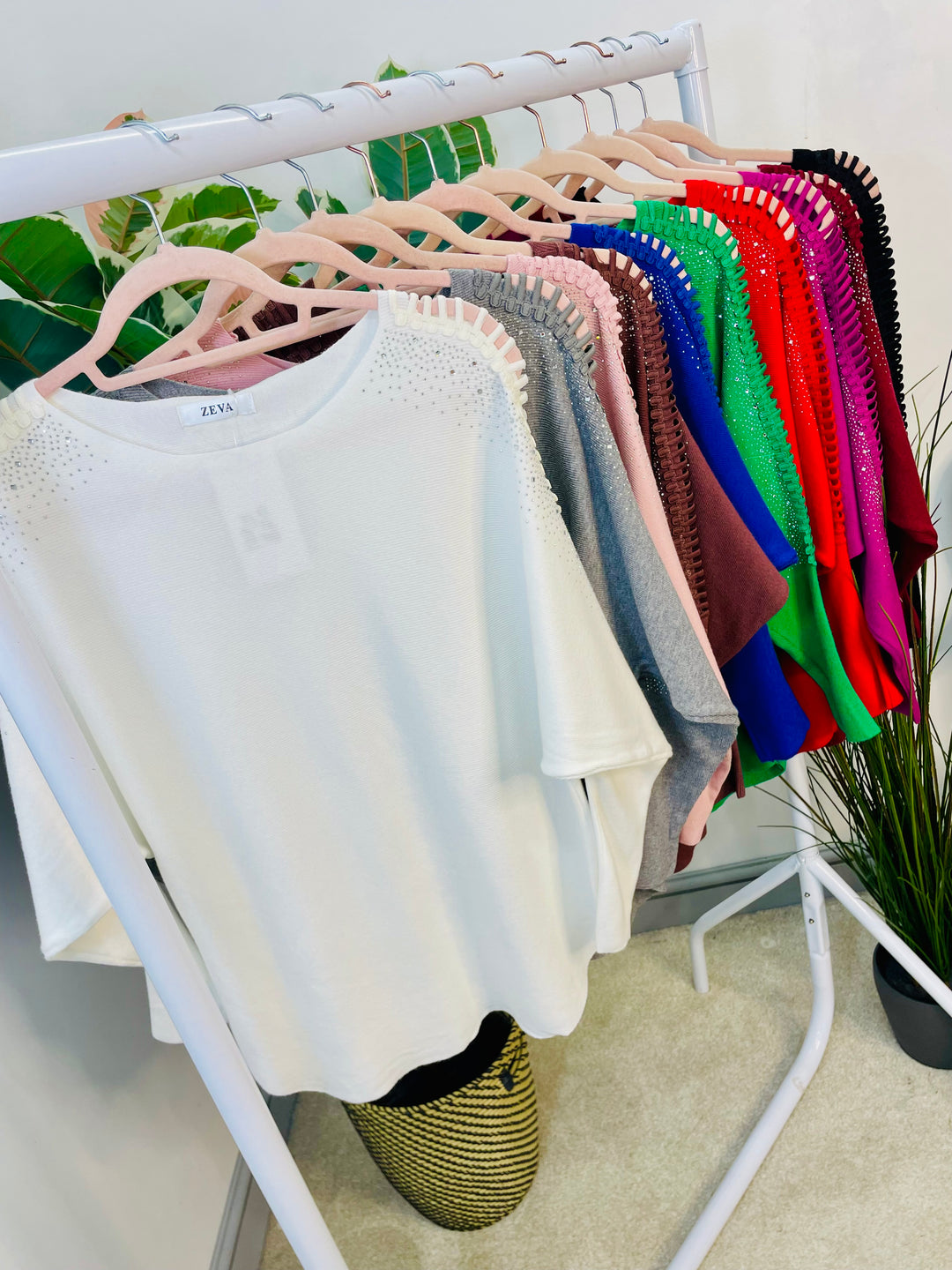 LADIES DIAMANTE BATWING JUMPER