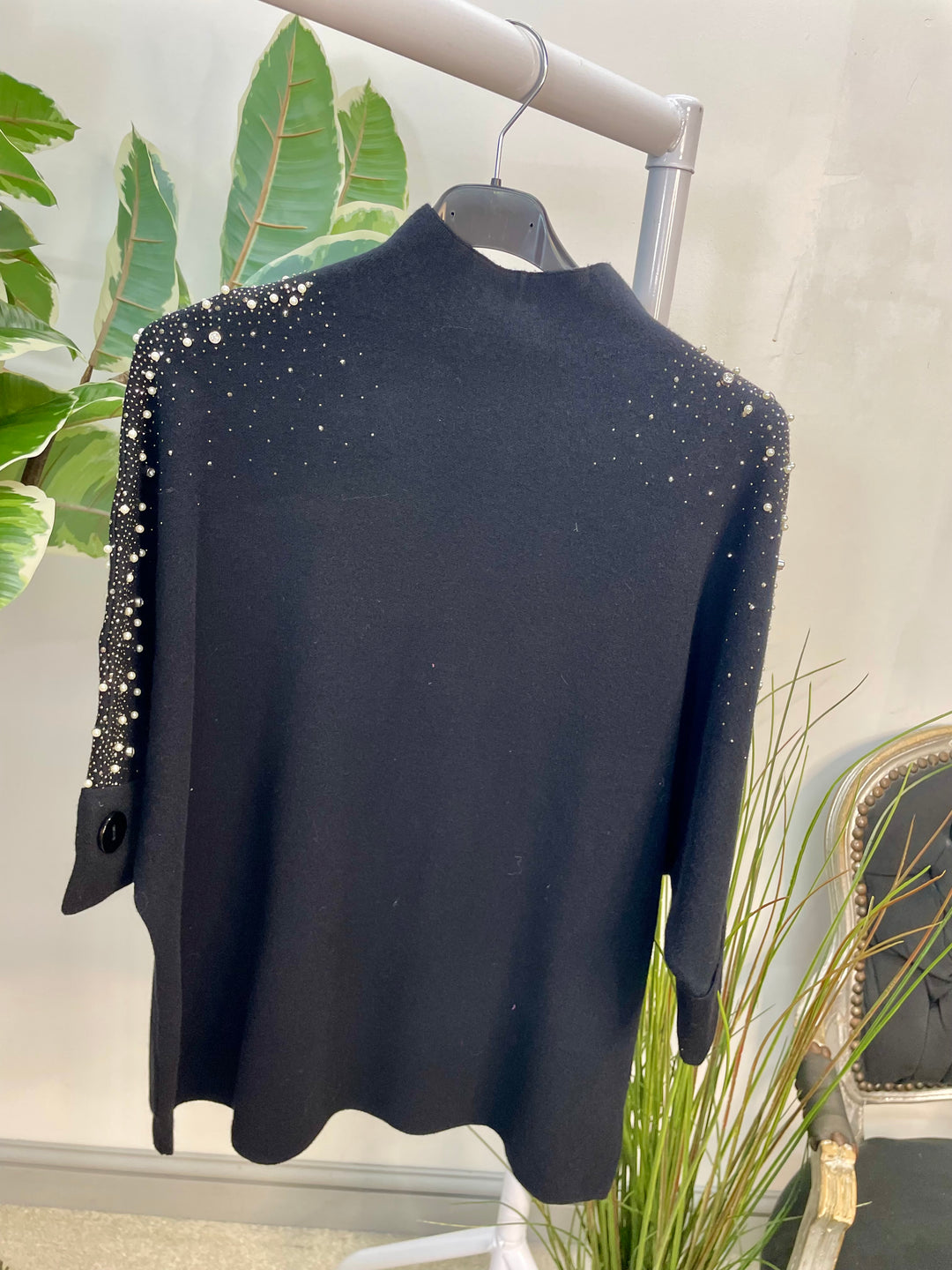 LADIES DIAMANTE SPARKLY JUMPER - FUSCHIA, PINK, BEIGE & BLACK