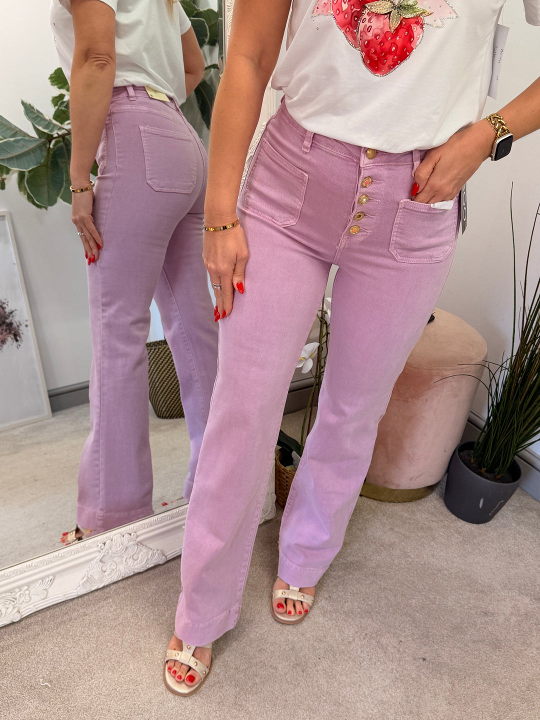 The FAITH lilac denim wide leg jeans - size 6 to 14