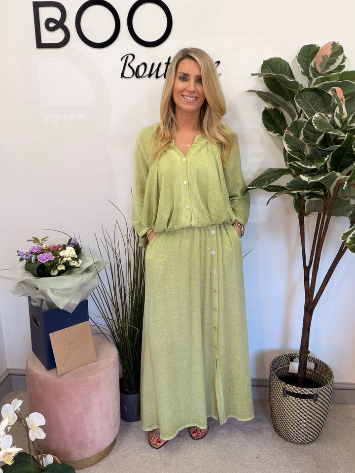 Ladies Fashion Waterfall Teabag Linen Top - lime, blue, turquoise, white, beige