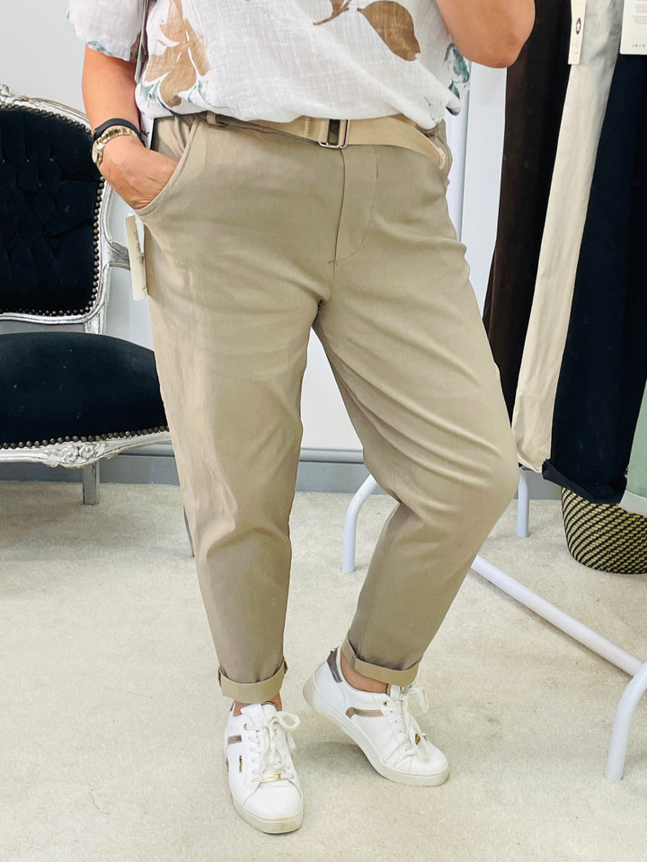 LADIES STRETCH CASUAL MAGIC TROUSERS - BROWN, KHAKI, BEIGE, TAUPE & BLACK