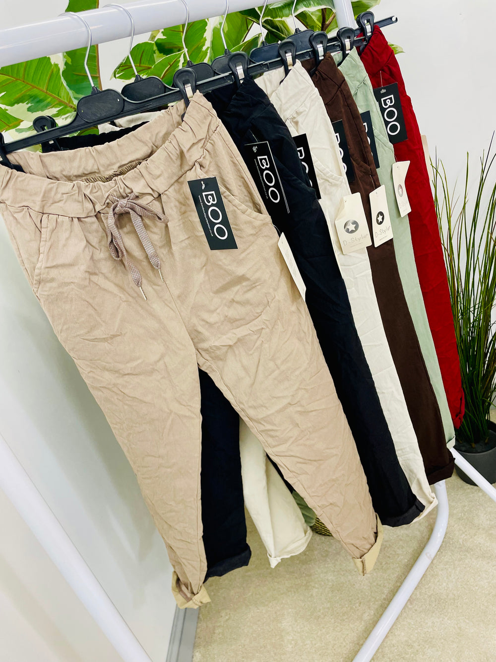 LADIES STRETCH MAGIC TROUSERS - BEIGE, BLACK, KHAKI, BURGUNDY & BROWN