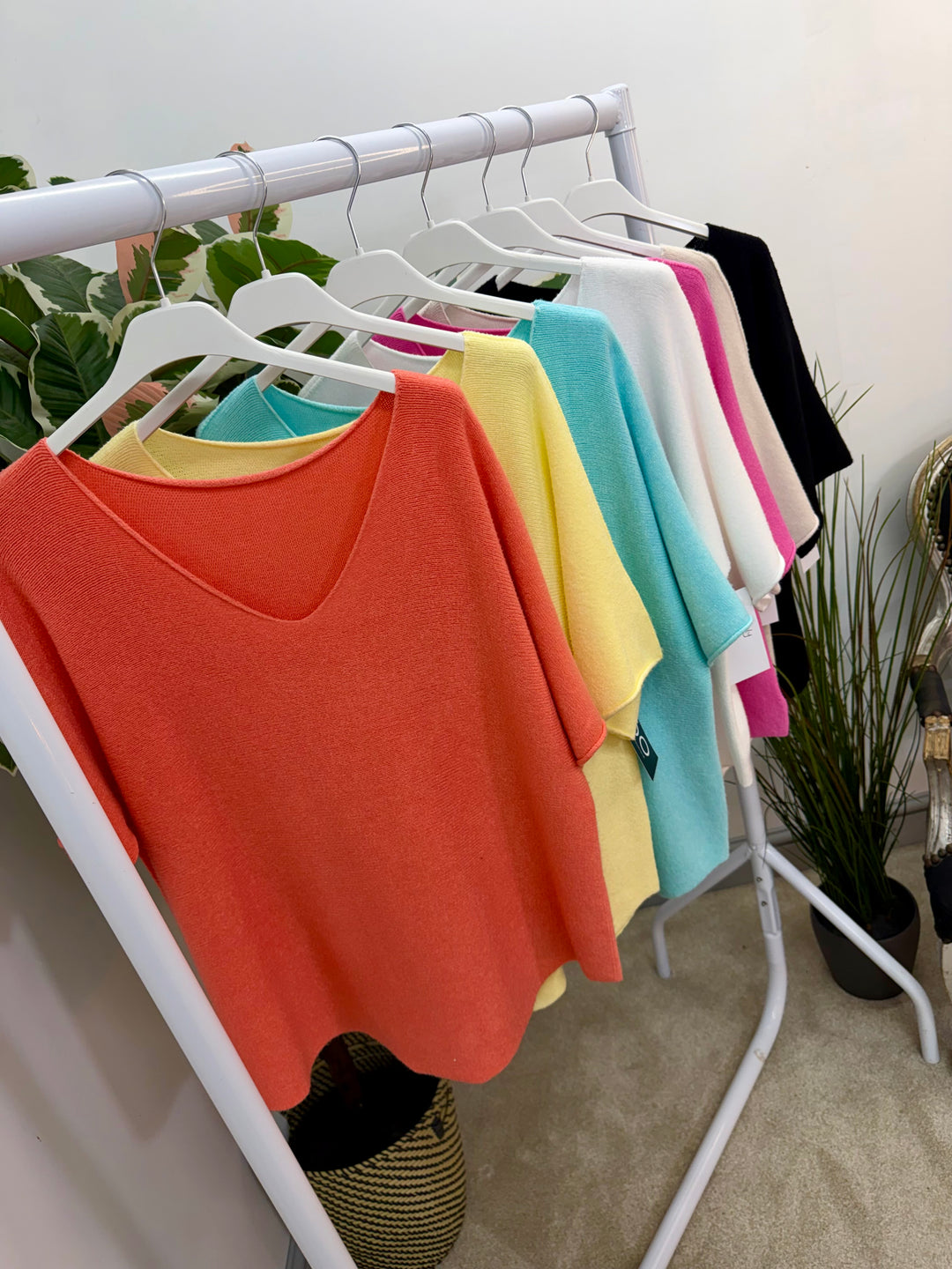 Ladies Short Sleeve Jumper - pink, white, mint, beige, black, coral, lemon