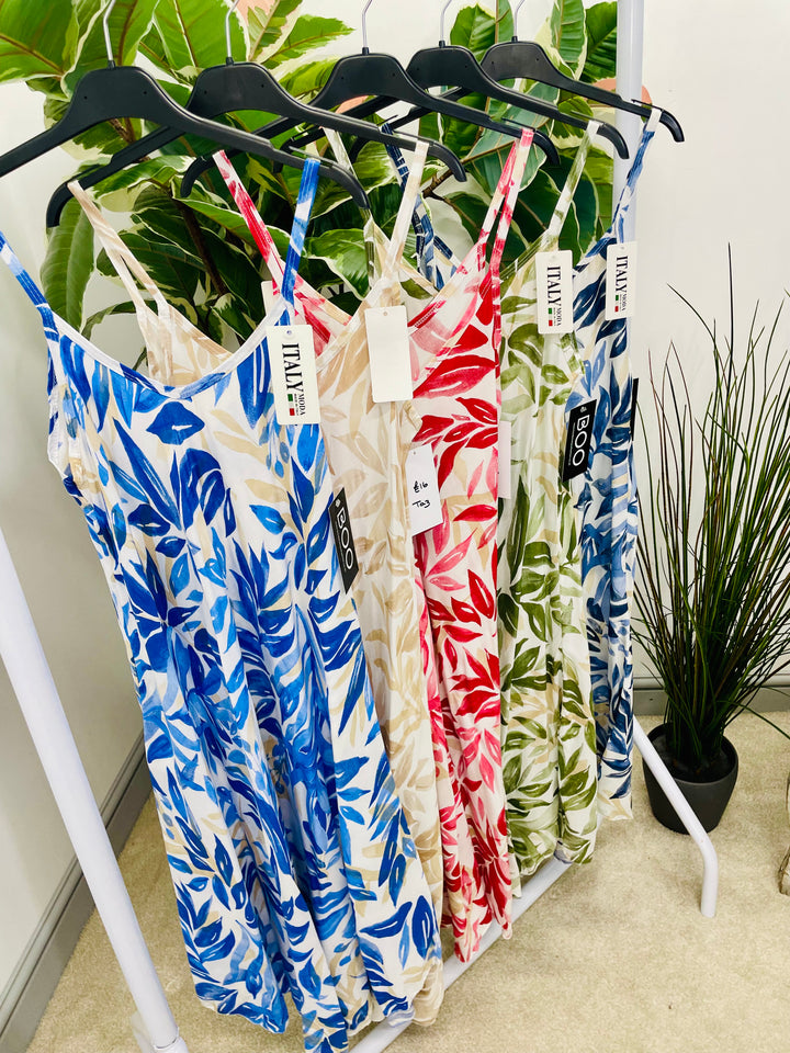 LADIES SUMMER MIDI HOLIDAY SUN DRESS - BEIGE, NAVY, BLUE, RED & KHAKI
