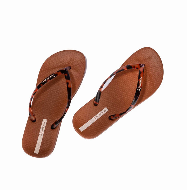 Ladies Tortoiseshell IPANEMA Flip Flop Sandals - Black & Camel
